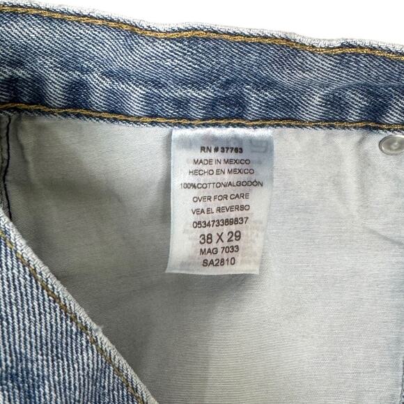 Custom Reworked Light Wash Denim Cutoffs Shorts 38 Blue Distressed High Rise - Picture 6 of 6